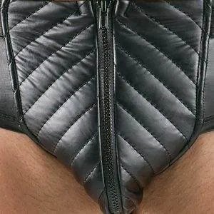Svenjoyment Mattglanz Slip mit Reißverschluss, Schwarz Svenjoyment Herren Slip - Schwarzer Mattglanz mit Reißverschluss – Det