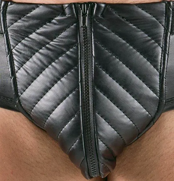 Svenjoyment Mattglanz Slip mit Reißverschluss, Schwarz Svenjoyment Herren Slip - Schwarzer Mattglanz mit Reißverschluss – Det