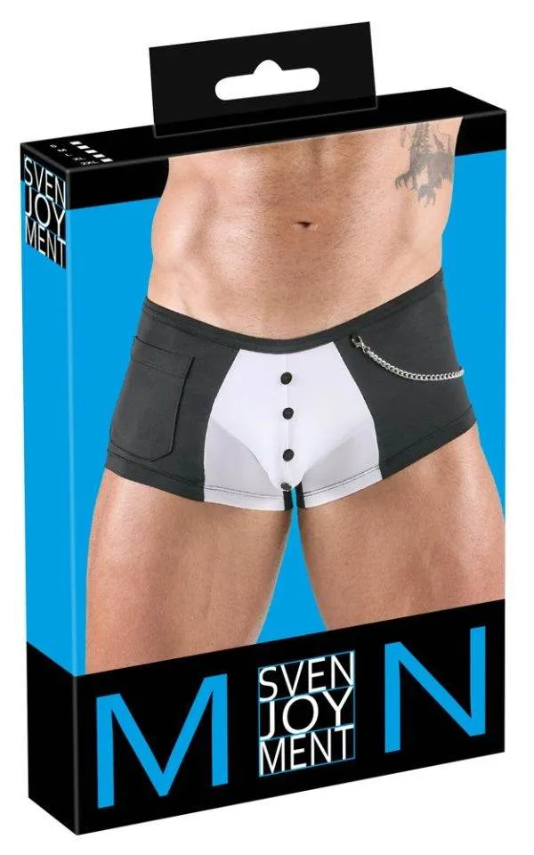 Svenjoyment Enge Waiter-Style Pants - Schwarz-Weiß - Größe S – Verpackung Svenjoyment Enge Waiter-Style Pants - Schwarz-Weiß - Größe S – Verpackung