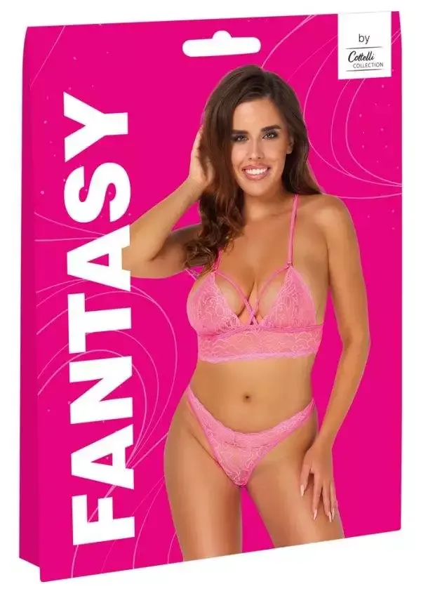 Cottelli FANTASY Neonpinkes Spitzen-Dessous-Set – Verpackung
