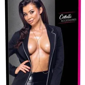 Cottelli ACCESSOIRES Goldene Körperkette, Glamour-Look, Strasskette, verstellbar. – Verpackung