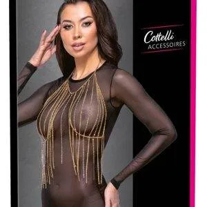 Cottelli ACCESSOIRES Goldfarbenes Strass-Ketten-Top – Verpackung