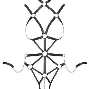 Bad Kitty Harness-Body ouvert mit Handfesseln, schwarz, verstellbar Bad Kitty Harness-Body ouvert mit Handfesseln, schwarz, verstellbar – Hollow B