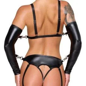 Bad Kitty Ouvert-Set Bad Kitty Mattlook Ouvert-Set, schwarz, inkl. Halsband und Fessel-Armstulpen – Rückseite