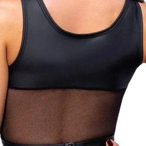 Cottelli PARTY Schwarzes Minikleid mit Brust-Harness in Mattlook, Größe S, schwarz Cottelli PARTY Minikleid mit Harness, Schwarz, S/M/L/XL, Mattlook-Riostring enthalten – Det B