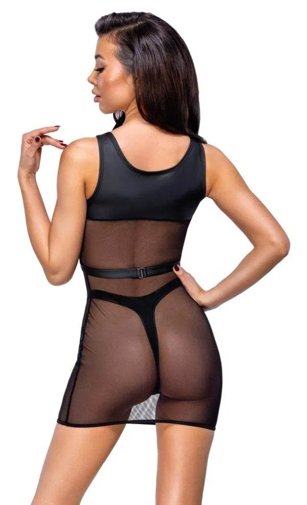 Cottelli PARTY Minikleid mit Harness, Schwarz, S/M/L/XL, Mattlook-Riostring enthalten – Rückseite