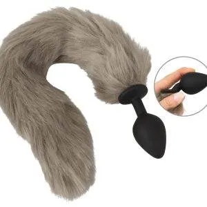 You2Toys Flauschiger Schwanzplug - Grau/Schwarz – A