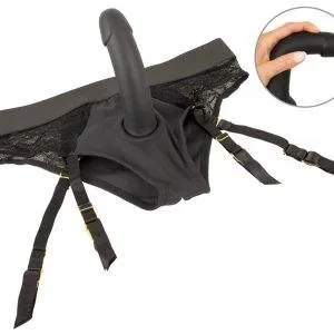 You2Toys Strap-on Slip mit Silikon-Dildo - Schwarz – A