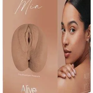 Alive Super Realistic Masturbator XL Mia - Real-Feelings Vagina & Anus Optik, seidig-softes TPE-Material, Rillen-Strukturen, ergonomisch griffig, offen hinten, 14,6 cm - Schwarz – Verpackung