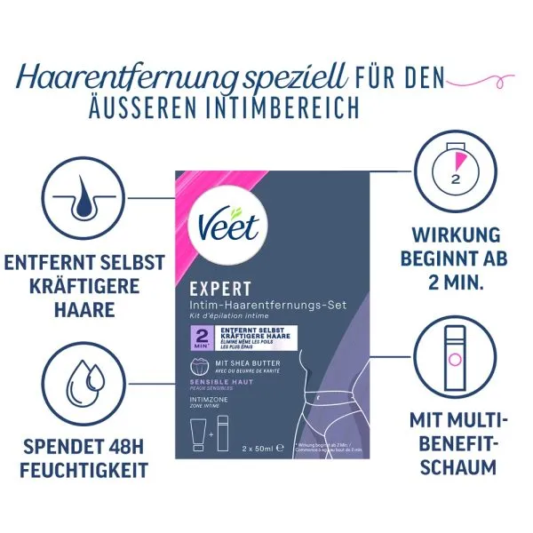 Veet EXPERT Intim-Haarentfernungs-Set - Sensible Haut, 2-teilig Veet EXPERT Intim-Haarentfernungs-Set - Sensible Haut, 2-teilig
