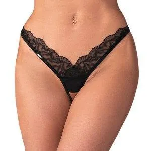 Obsessive Arrowel String ouvert - Schwarz, Tüll mit Spitze
