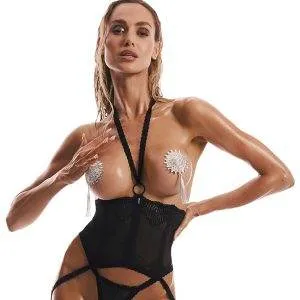 Obsessive Glitzer-Nipple Cover Mistiqua - Weiß, Rund, Quasten Obsessive Glitzer-Nipple Cover Mistiqua - Weiß, Rund, Quasten – Bild 3