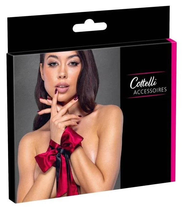 24613151001_verp Cottelli Satin Bondageschal Dunkelrot/Schwarz 6cm x 150cm