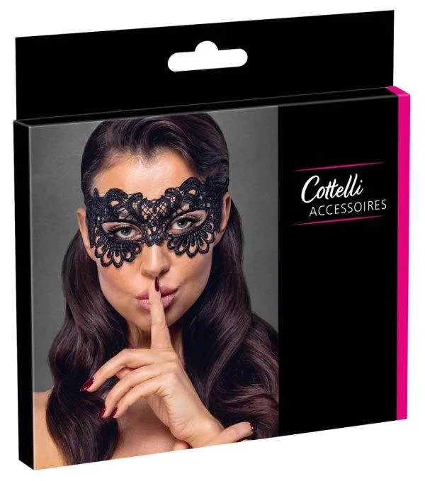 24613231001_verp Schwarze Spitzen-Augenmaske - Elegantes Accessoire für geheimnisvolle Nächte