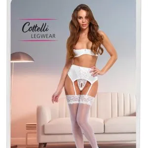 Cottelli LEGWARE 20 den weiße Strümpfe mit Spitzenabschluss Cottelli LEGWARE 20 den weiße Strümpfe mit Spitzenabschluss – Bild 1