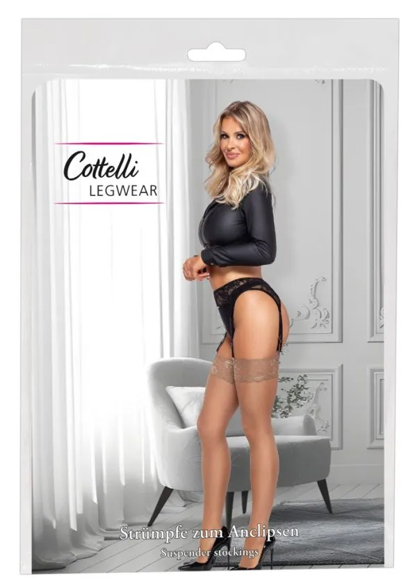25407895021_verp Cottelli LEGWARE Seidige Nudefarbene Spitzenstrümpfe