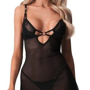 Obsessive Alliane Negligé Set - Schwarz, Größe S/M Obsessive Alliane Negligé Set - Schwarz, Größe S/M – Bild 1