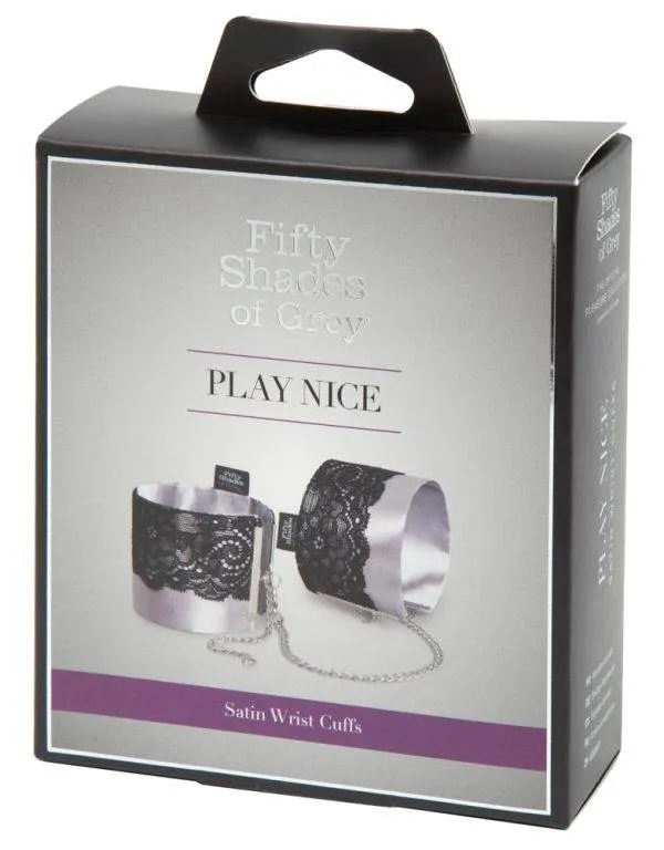 Fifty Shades of Grey Satin & Lace Handfessel Set (schwarz/silber)
