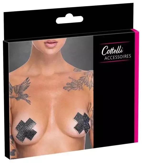 Cottelli ACCESSOIRES Nipple Sticker Cross, Schwarz