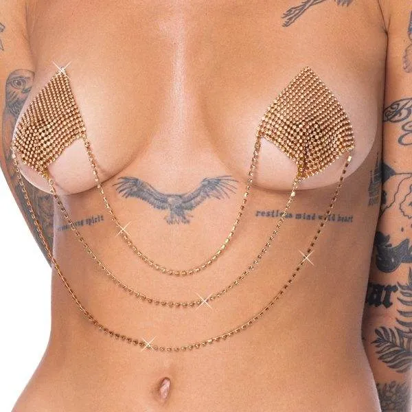 Cottelli ACCESSOIRES Goldene Nipple Sticker Square Glitzer-Rauten 6,5 cm - Wiederverwendbar Cottelli ACCESSOIRES Goldene Nipple Sticker Square Glitzer-Rauten 6,5 cm - Wiederverwendbar