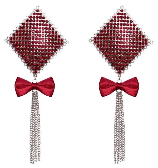Cottelli ACCESSOIRES Nipple Schmuck Bow, rote Glitzersteine, Satinschleifchen Cottelli ACCESSOIRES Nipple Schmuck Bow, rote Glitzersteine, Satinschleifchen