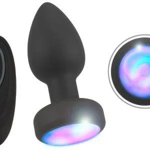 RC Flashing Butt Plug with Vibration - Wasserdichter Silikon Analplug mit LED-Licht und Fernbedienung, 9 cm, bunt RC Flashing Butt Plug with Vibration - Wasserdichter Silikon Analplug mit LED-Licht und Fernbedienung, 9 cm, bunt – Bild 1