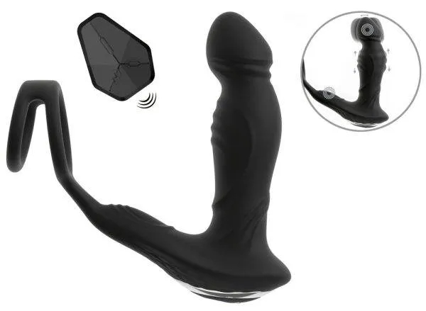 Rebel RC Prostata-Vibrator mit Perineum-Auflegevibrator, Moving Rings und Nodding Funktion, schwarz