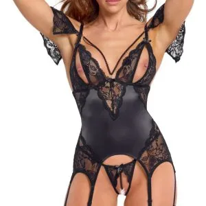 Cottelli LINGERIE Schwarzes Strapshemd und String ouvert Set Cottelli LINGERIE Schwarzes Strapshemd und String ouvert Set – Bild 3