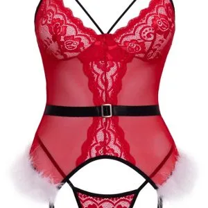Cottelli Lingerie X-Mas Strapshemd und String Set rot Cottelli Lingerie X-Mas Strapshemd und String Set rot – Bild 4