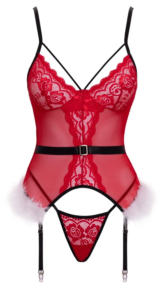 Cottelli Lingerie X-Mas Strapshemd und String Set rot Cottelli Lingerie X-Mas Strapshemd und String Set rot