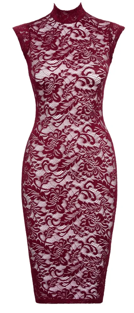 Cottelli LINGERIE - Enges tailliertes Spitzenkleid in Bordeauxrot Cottelli LINGERIE - Enges tailliertes Spitzenkleid in Bordeauxrot