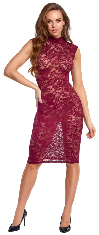 Cottelli LINGERIE - Enges tailliertes Spitzenkleid in Bordeauxrot