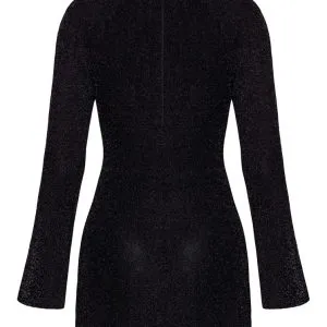 Noir Exklusives Glitzer-Minikleid - Schwarz, Trompeten-Ärmel, Stehkragen mit Glitzersteinen Noir Exklusives Glitzer-Minikleid - Schwarz, Trompeten-Ärmel, Stehkragen mit Glitzersteinen – Bild 5