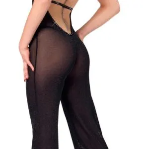 Noir - Glitzernder schulterfreier Overall in Schwarz, Größe S Noir - Glitzernder schulterfreier Overall in Schwarz, Größe S – Bild 3
