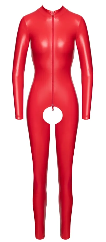 Noir Powerwetlook Overall ouvert in Rot, Größe XS - XL Noir Powerwetlook Overall ouvert in Rot, Größe XS - XL