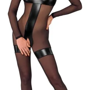 Noir - Schwarzer Overall ouvert mit Transparenz, Größe S, Farbe Schwarz Noir - Schwarzer Overall ouvert mit Transparenz, Größe S, Farbe Schwarz – Bild 1