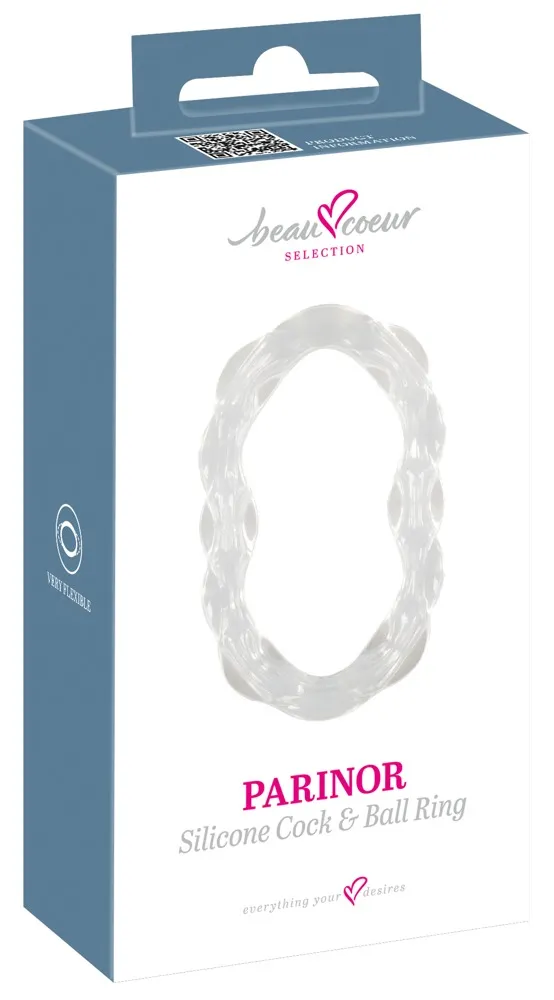 beau coeur PARINOR Silicone Cock & Ball Ring - Transparent, dehnbar, rutschfest
