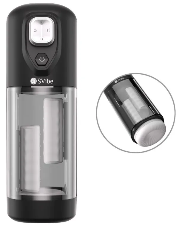 SVibe IKON VOLT Masturbator - Handmassage mit Vibration, Wärme - 27 cm - Schwarz